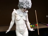 Cosplay video with naked clown babe