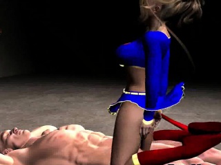 Foxy 3D cartoon Supergirl riding a rock hard cock