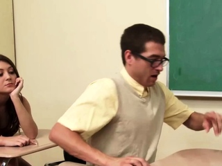 Schoolgirl Gets Her Furry Pussy Banged by a Nerd