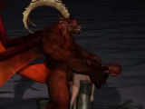3D cartoon babe gets fucked outdoors by a winged demon