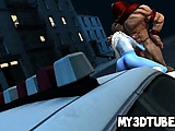 Blue 3D cartoon babe gets fuckced hard by The Thing