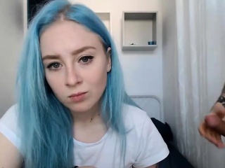 Blue Haired Cosplay Girl For Halloween…