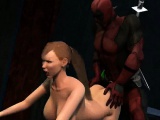 Busty 3D cartoon babe sucks and fucks Deadpool