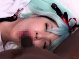 Japanese cosplay babe doggystyled