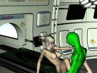 Tattooed 3D cartoon babe gets fucked by an alien