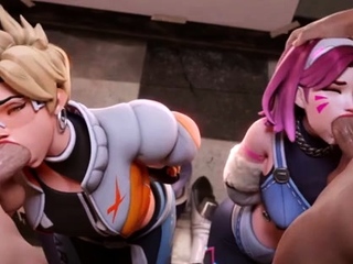 Two 3d cartoon cuties are ready for their bath